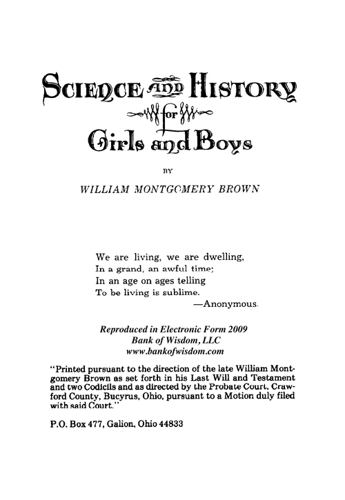 Science and History for Girls and Boys